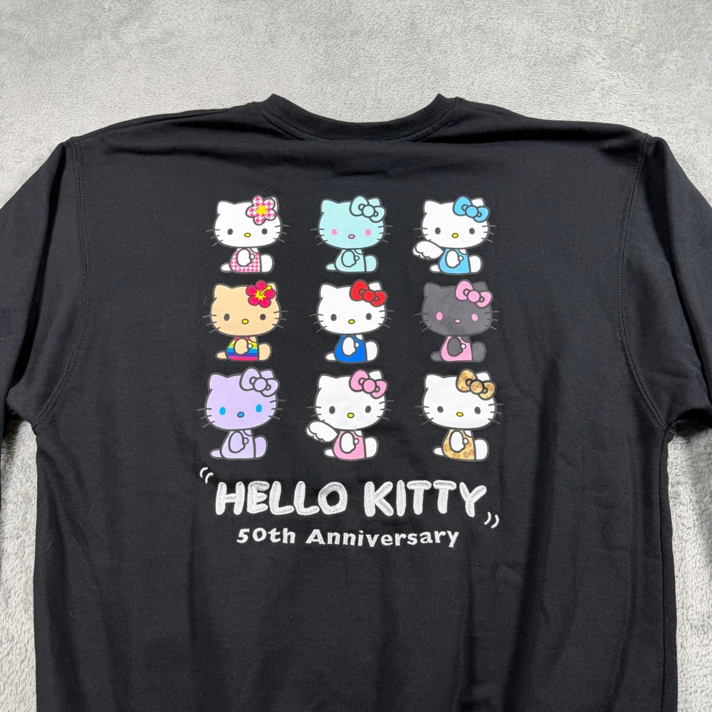 Sanrio Hello Kitty Sweatshirt Women Medium Black 50th Anniversary Graphic - Picture 2 of 9